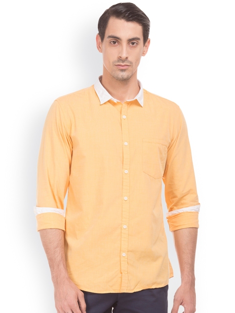 

Ruggers Men Yellow Regular Fit Self Design Casual Shirt