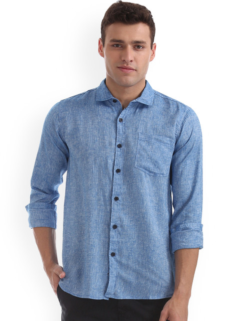 

Ruggers Men Blue Slim Fit Solid Casual Shirt