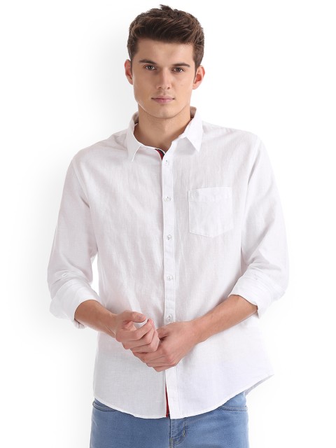 

Ruggers Men White Slim Fit Solid Casual Shirt