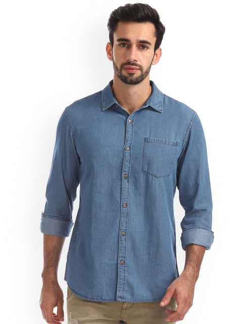 

Ruggers Men Blue Regular Fit Self Design Casual Shirt