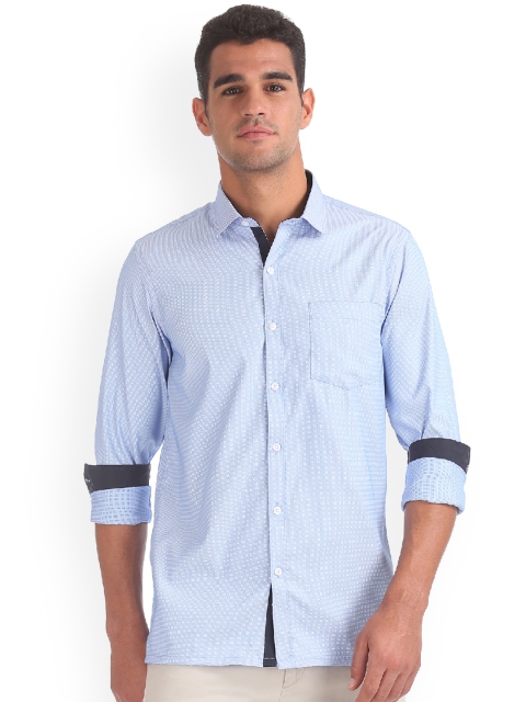 Excalibur Men Blue Regular Fit Self Design Casual Shirt