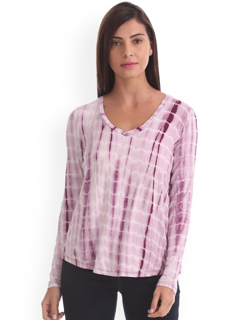 

Aeropostale Women Purple Dyed V-Neck T-shirt