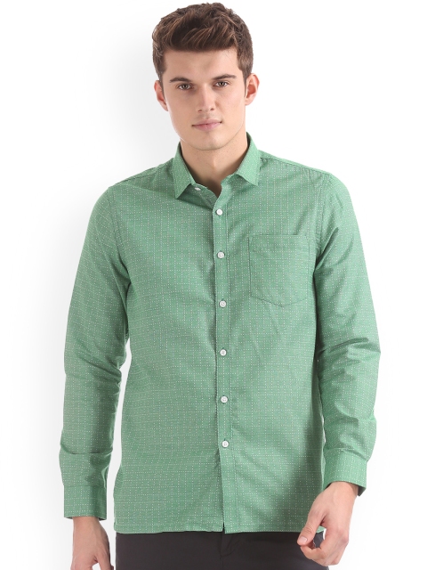 

Excalibur Men Green Slim Fit Self Design Casual Shirt