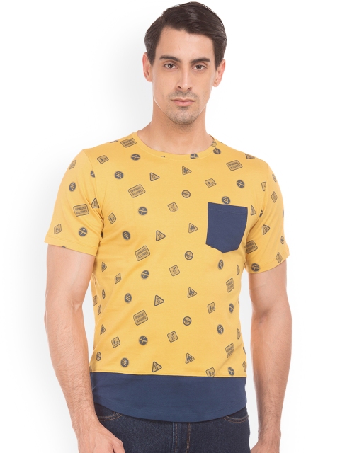 

Colt Men Yellow Printed Round Neck T-shirt