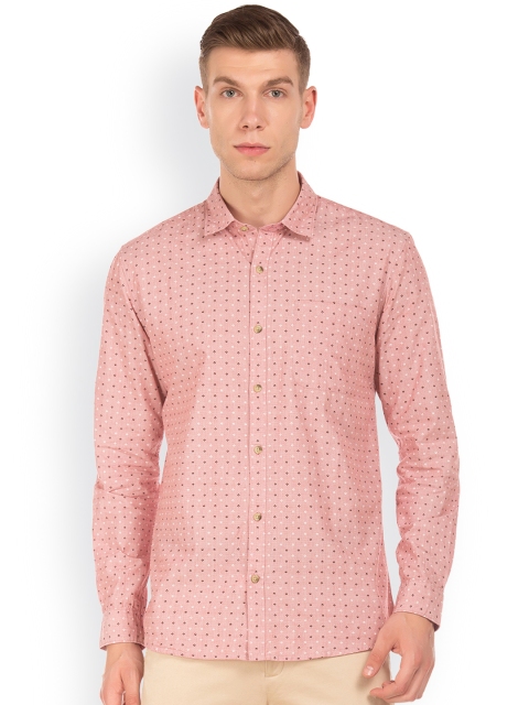 

Ruggers Men Peach-Coloured Regular Fit Printed Casual Shirt
