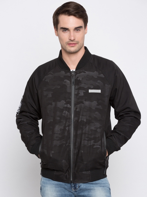 SPYKAR Men Black Printed Bomber Jacket