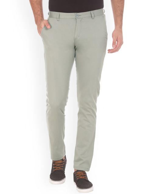 

Ruggers Men Grey Slim Fit Solid Regular Trousers
