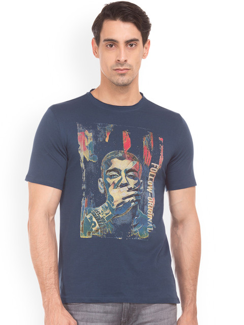 

Colt Men Navy Blue Printed Round Neck T-shirt