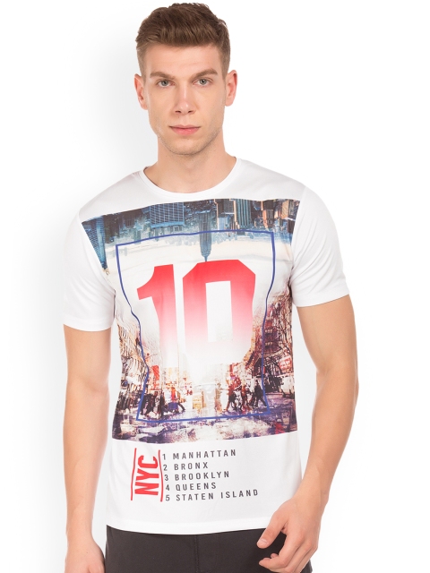 

Colt Men White Printed Round Neck T-shirt
