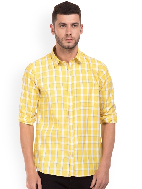 

Ruggers Men Yellow Slim Fit Checked Casual Shirt