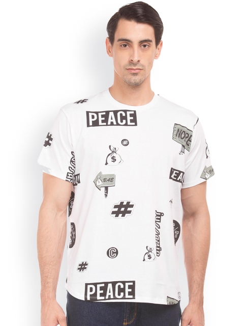 

Colt Men White Printed Round Neck Pure Cotton T-shirt