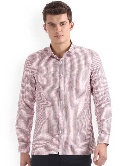 

Excalibur Men Orange & Black Regular Fit Checked Casual Shirt