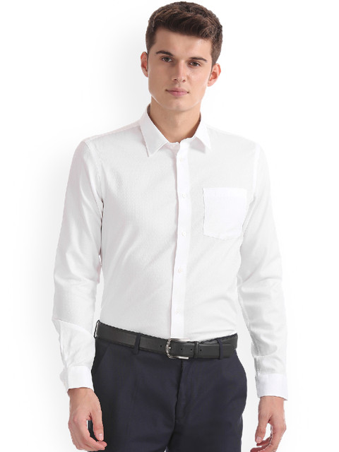 

Arrow New York Men White Slim Fit Self Design Formal Shirt