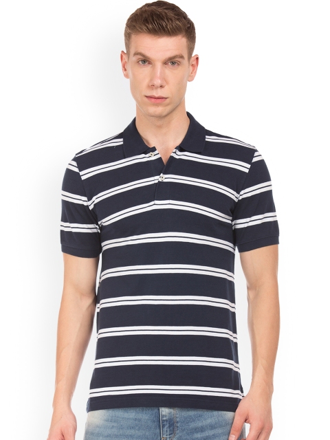 

Ruggers Men Navy Blue Striped Polo Collar T-shirt