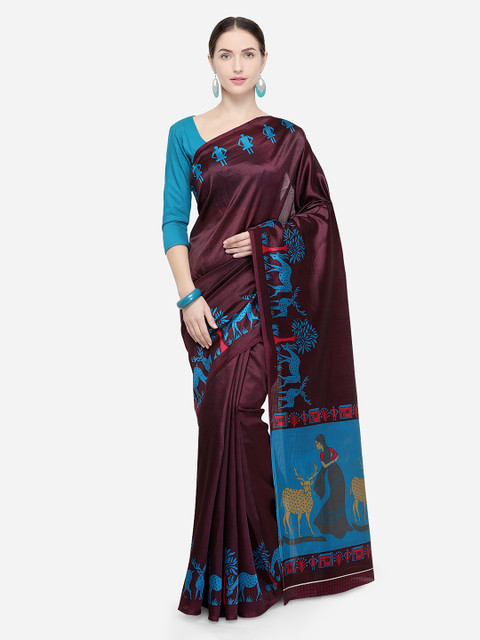 

Satrani Purple Solid Art Silk Saree