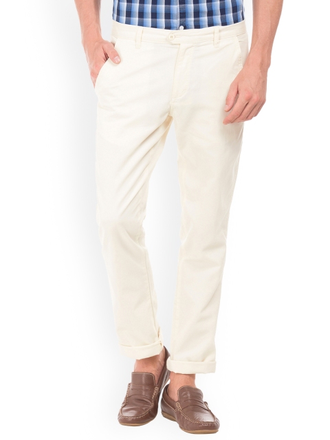 

Ruggers Men White Slim Fit Solid Regular Trousers