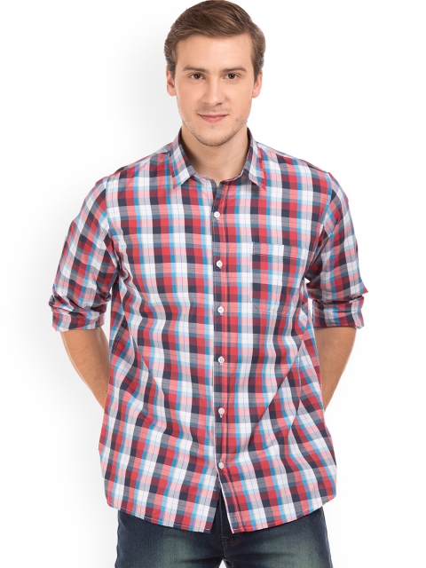 

Ruggers Men Red & Blue Regular Fit Checked Casual Shirt