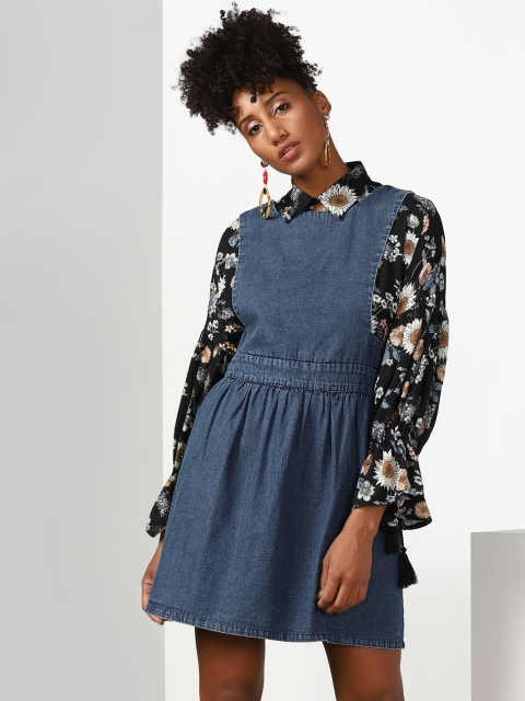 

Miss Bennett Women Blue Solid Pinafore Dress