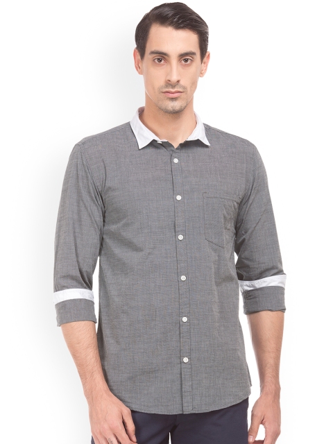 Ruggers Men Black Regular Fit Self Design Casual Shirt
