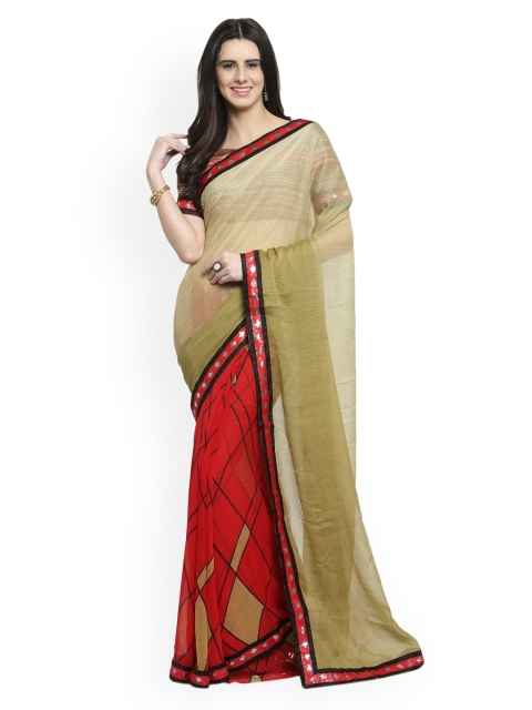 

Shaily Beige Printed Pure Georgette Saree