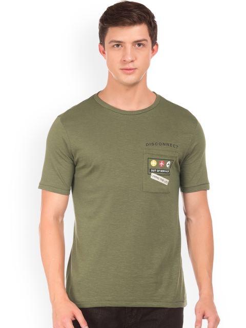 

Colt Men Olive Green Solid Round Neck T-shirt
