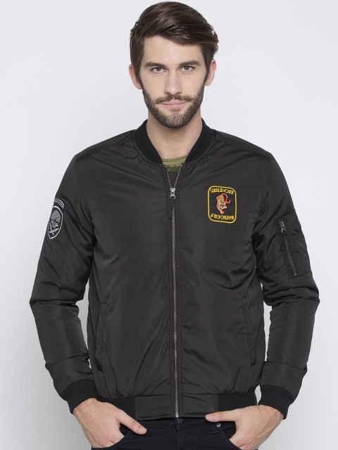 

SPYKAR Men Black Solid Bomber Jacket