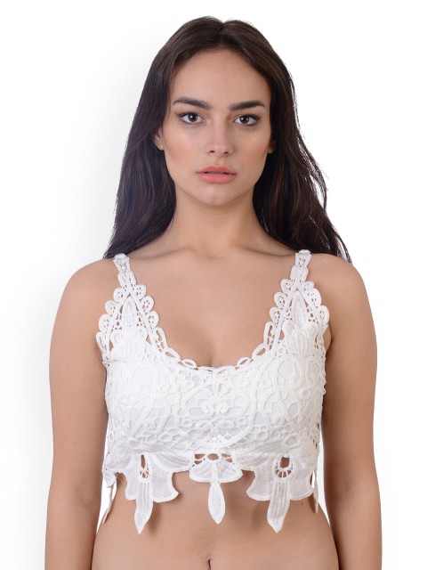 

Da Intimo White Lace Non-Wired Lightly Padded Styled Back Bralette DI1166