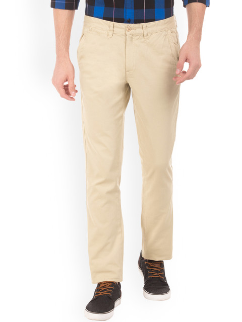 

Ruggers Men Beige Slim Fit Solid Regular Trousers