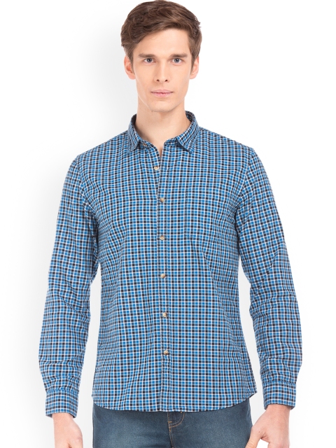 

Ruggers Men Blue & Black Regular Fit Checked Casual Shirt
