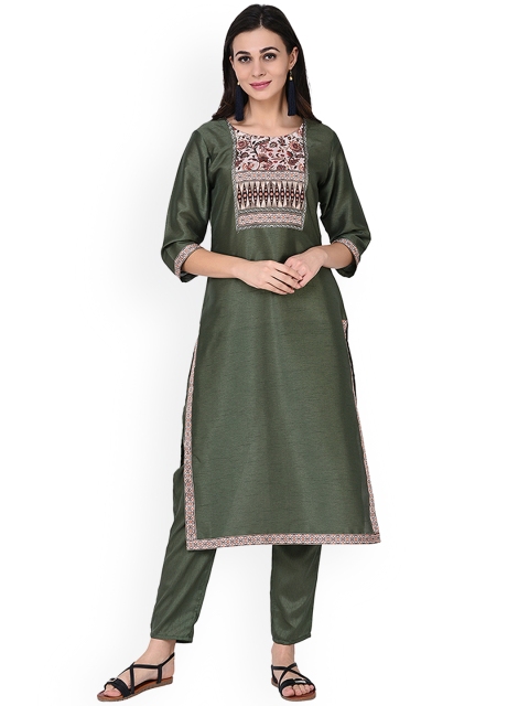 

ZIYAA Women Green Yoke Design Kurti with Salwar