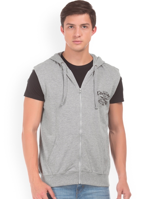 

Cherokee Men Grey Printed Hooded Sweatshirt