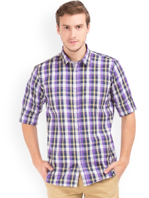

Ruggers Men Purple & Blue Regular Fit Checked Casual Shirt