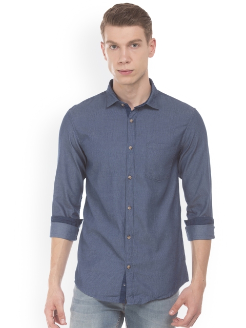 

Ruggers Men Blue Regular Fit Self Design Casual Shirt