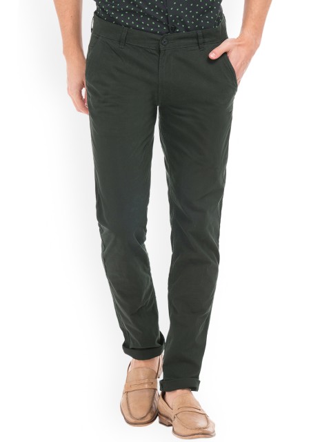 

Ruggers Men Green Regular Fit Solid Regular Trousers