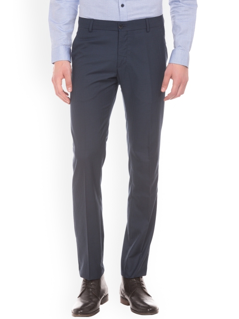

Excalibur Men Blue Slim Fit Checked Formal Trousers