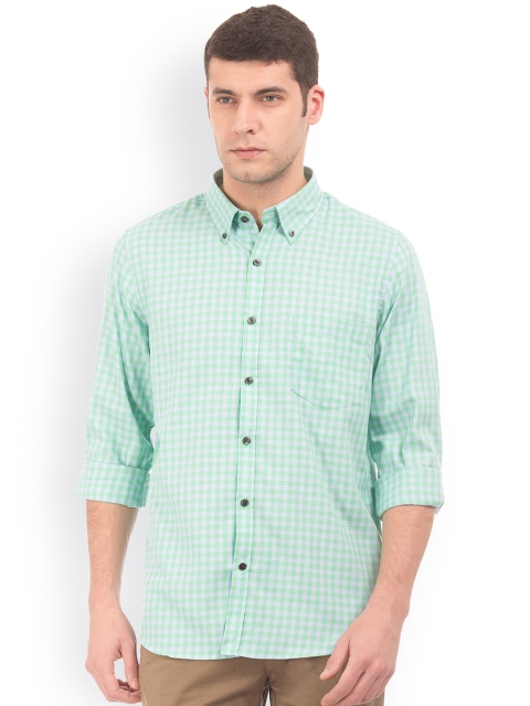 

Excalibur Men Green Slim Fit Checked Casual Shirt