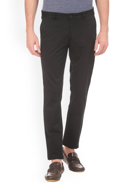 

Ruggers Men Black Slim Fit Solid Regular Trousers