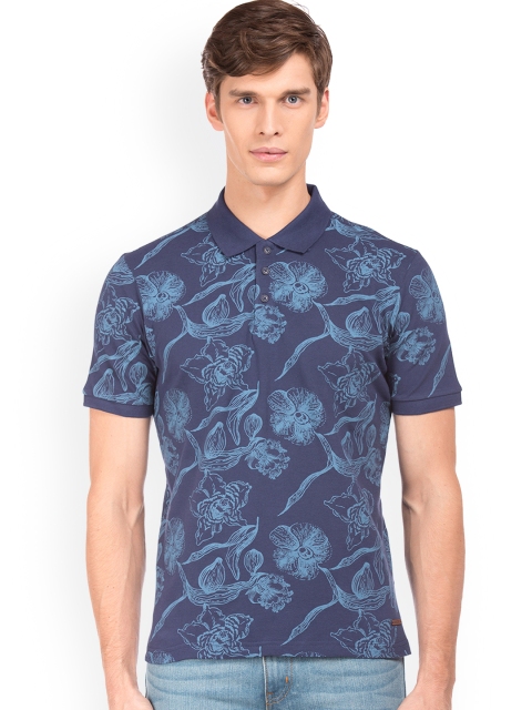 

Cherokee Men Blue Printed Polo Collar T-shirt