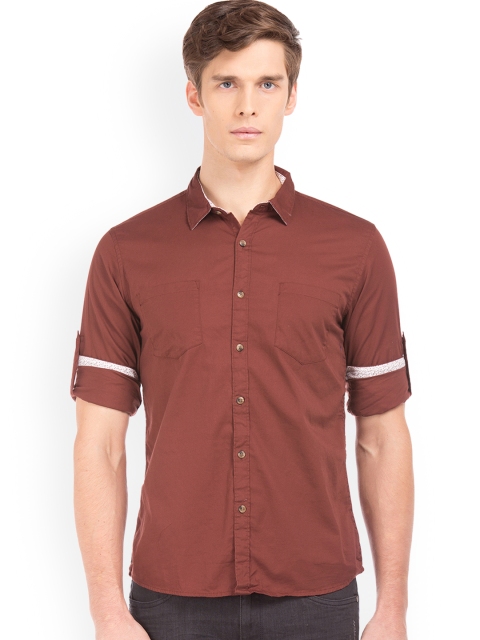 

Ruggers Men Maroon Regular Fit Solid Casual Shirt