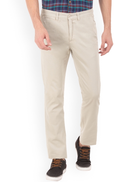 

Ruggers Men Beige Slim Fit Solid Regular Trousers