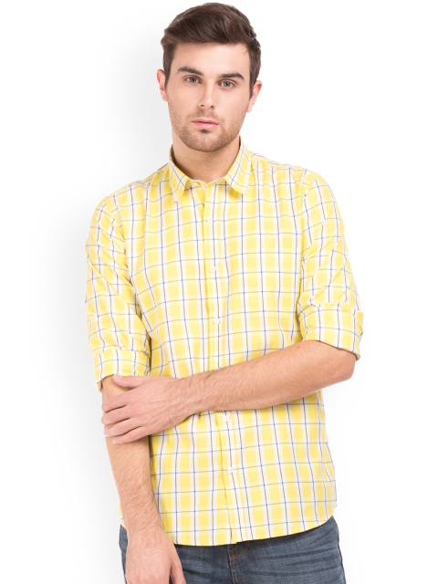 

Ruggers Men Yellow & White Regular Fit Checked Casual Shirt
