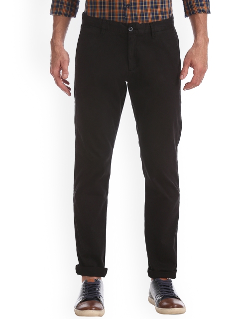 

Ruggers Men Black Slim Fit Solid Regular Trousers