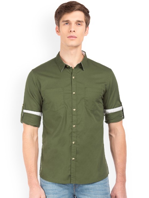 

Ruggers Men Green Regular Fit Solid Casual Shirt