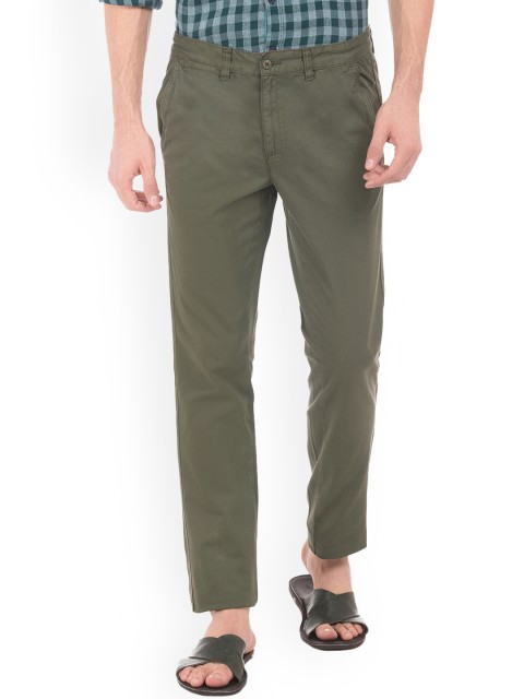 

Ruggers Men Green Slim Fit Solid Regular Trousers