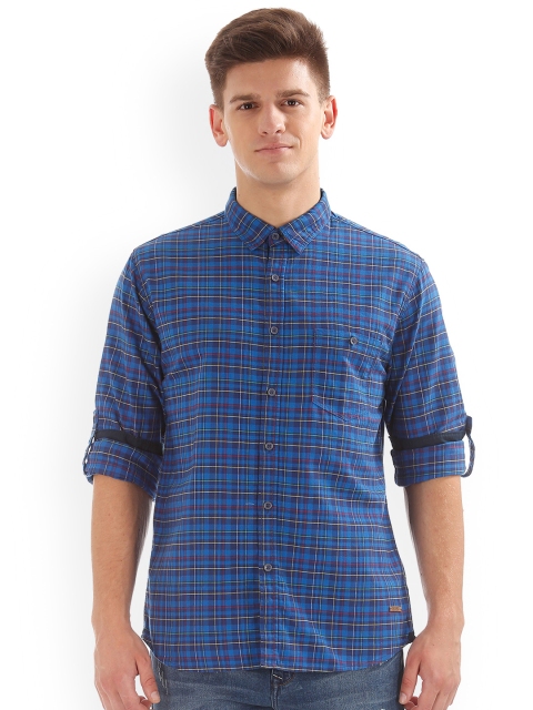

Cherokee Men Blue Regular Fit Checked Casual Shirt