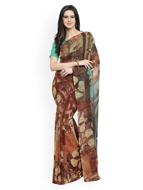 

Shaily Brown Printed Pure Georgette Saree