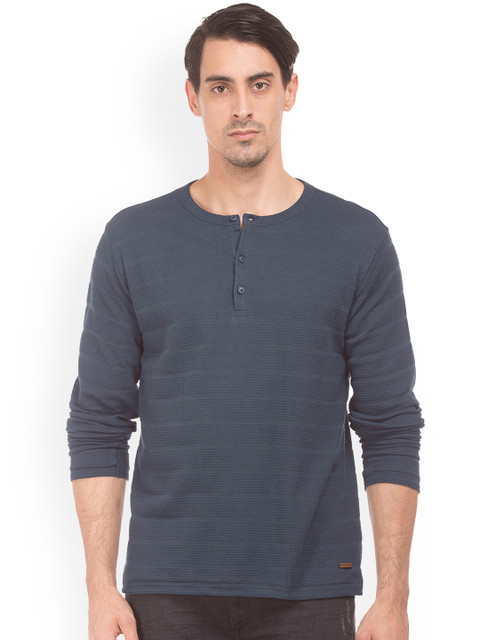 

Cherokee Men Blue Striped Round Neck T-shirt