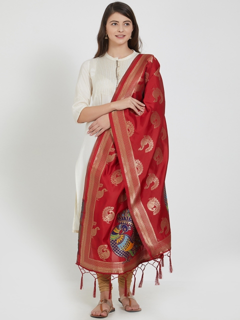 

Faserz Red Woven Design Banarasi Dupatta