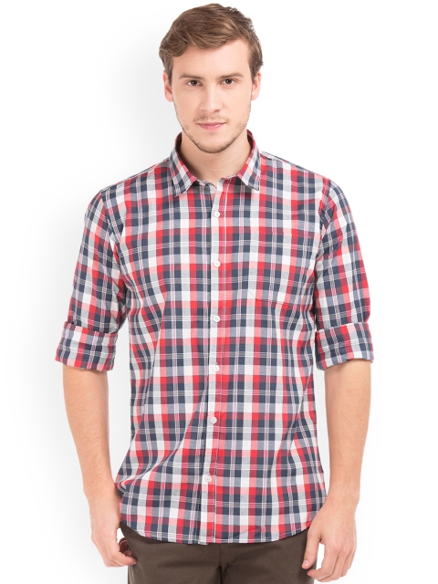 

Ruggers Men Red & Blue Regular Fit Checked Casual Shirt