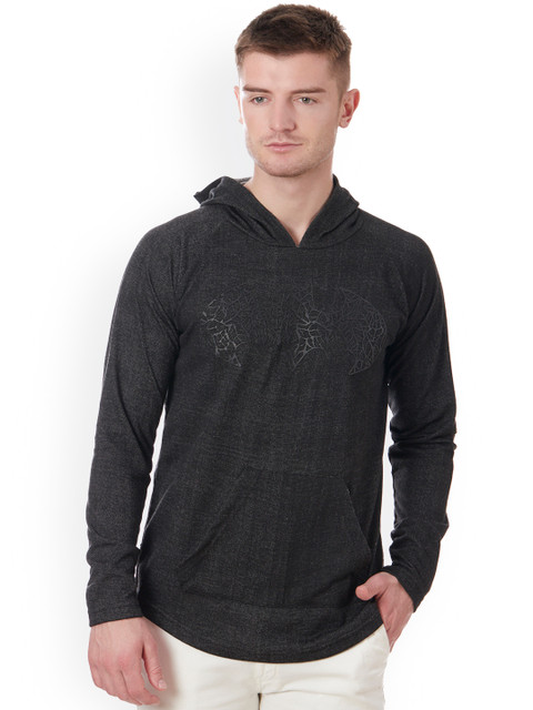 

Free Authority Men Black Batman Printed Hood T-Shirt